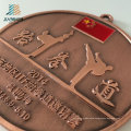 Supply Customize Logo Alloy Casting Metal Taekwondo Medals with Ribbon